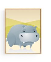 Poster Safari Dikke Nijlpaard - 50x40cm - Dieren - Baby / Kinderkamer - Muurdecoratie - Postercity