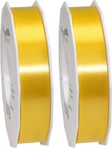 2x XL Hobby/decoratie gele satijnen sierlinten 2,5 cm/25 mm x 91 meter- Luxe kwaliteit - Cadeaulint satijnlint/ribbon