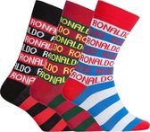 Cristiano Ronaldo 7 Socks Cotton Stretch 3-Pack Fashion Line Boys Red/White/Black - Maat 40/43
