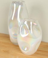 Vazen set glas parlemoer SA-15ab, glazen vazen, vazen van glas, set vazen, witte vazen
