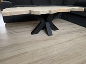 Salontafel Tendenza 5 Boomstam - 1.20 x 0.65 extra dik tafelblad van steigerhout, stalen matrix-poot | Quattro Design
