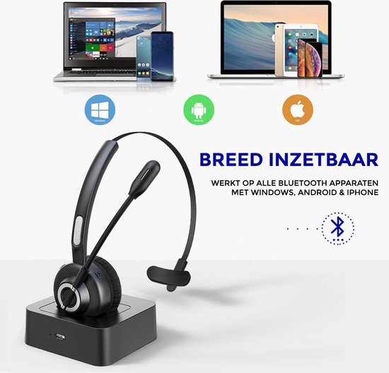 Nince Draadloze Headset - Bluetooth 5.0 - Lichtgewicht Wireless Koptelefoon  met... | bol.com