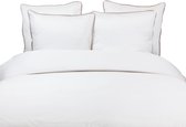 Fissaggio | Dekbedovertrekset Mist Tencel met Blossom Linnen Piping - 140x200/220cm - Wit/Blossom - Sloop 65x65cm - BE