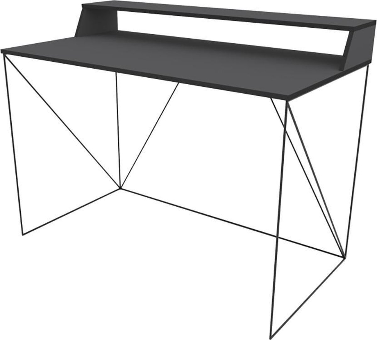 Maison's Bureau - Tafel - Laptoptafel - Computertafel - Bureautafel - Industrieel - Zwart - 63x120x89cm