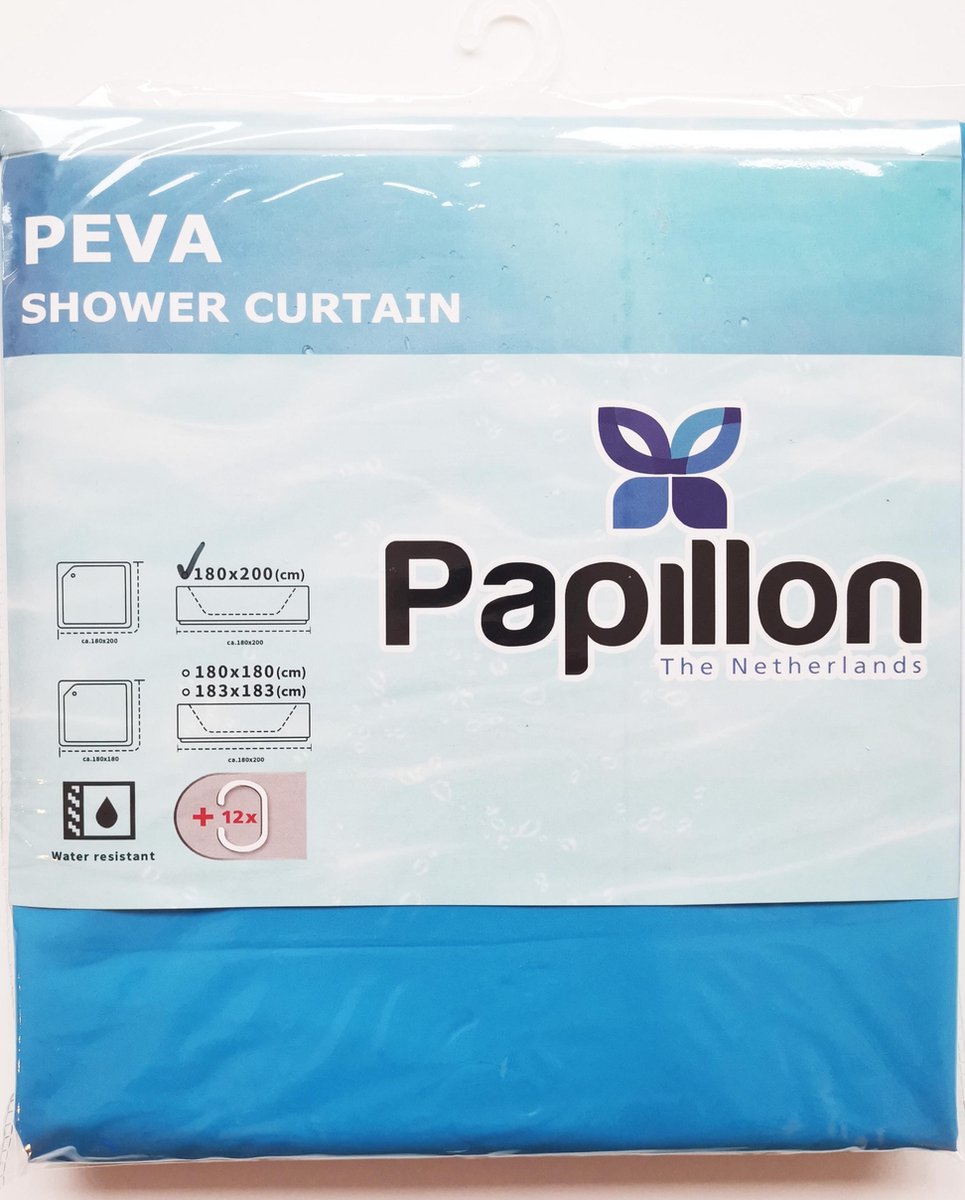 Papillon - Douchegordijn - PEVA - 180x200 cm - Blauw