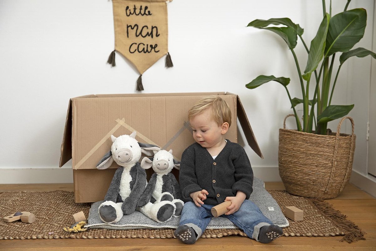 Happy Horse Koe Casper Knuffel 38cm - Wit/Grijs - Baby Knuffel — afbeelding 2