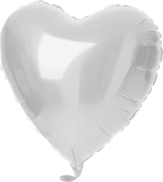 Folieballon Harty Metallic wit -18in/45cm Heart Matt White
