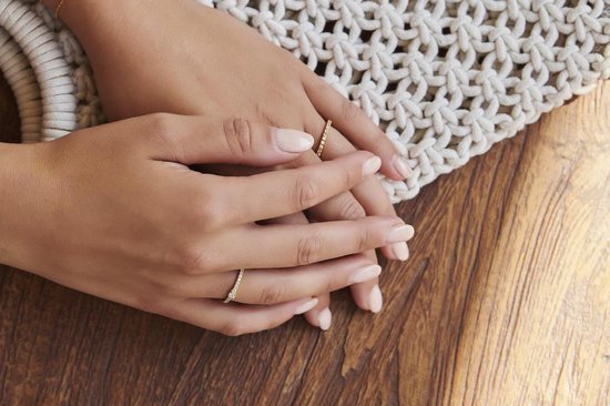 Nouvelle bague en argent Bling 9NB 0390 54 - Taille 54 - Zircone - Dorée