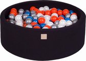 Ronde Ballenbak set incl 200 ballen 90x30cm - Zwart: Parel Blauw, Parel Wit, Oranje, Zilver | Ballenbakje.nl®