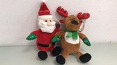 Decoratief figuur - kerstman en rendier - twee stuks