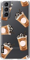 Casetastic Samsung Galaxy S21 4G/5G Hoesje - Softcover Hoesje met Design - Coffee To Go Print