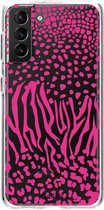 Casetastic Samsung Galaxy S21 Plus 4G/5G Hoesje - Softcover Hoesje met Design - Safari Pink Print