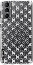 Casetastic Samsung Galaxy S21 4G/5G Hoesje - Softcover Hoesje met Design - Geometric Lines Silver Print