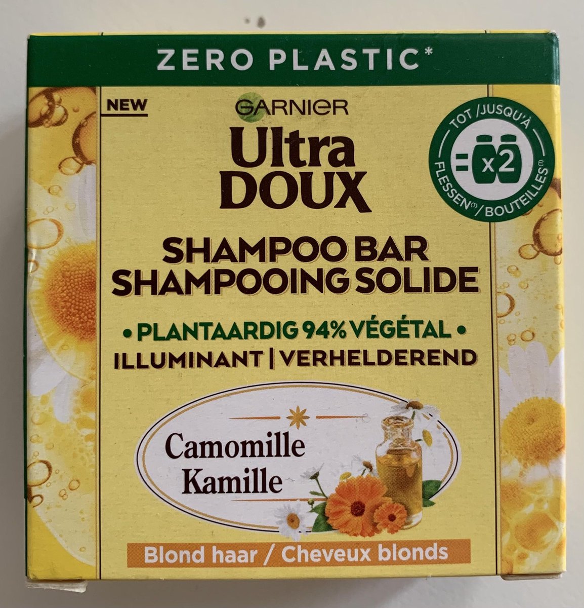 Garnier Ultra Doux Kamille - Shampoo bar Chamomille - Blond haar - verhelderend - 60 gram - Zero plastic