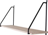 Maison’s Wandplank - Wandplank Hout - Wandplank Industrieel - Zwevend - Plank - Muurplank - Hout/Metaal - 17x65x27 cm