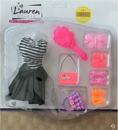 Barbie - Tienerpop Kleding Outfit Jurk + Accessoires Zwart - Handtas - Schoenen - Hakken