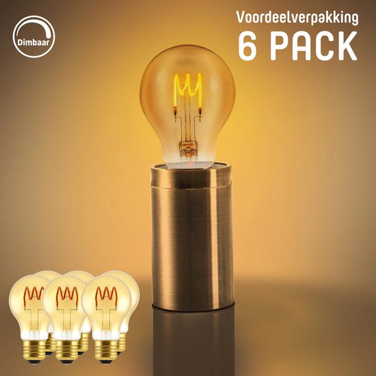 LED E27 decoratieve Filament lamp - ⌀ 60 mm – Dimbaar – 6-pack A60 led  lampen | bol.com