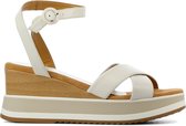 Unisa Sandalen Dames / Damesschoenen - Suède   - Sleehak hoogte  7 cm - Cadio - Gebroken wit - Maat 38