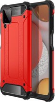 Armor Hybrid Back Cover - Samsung Galaxy A12 Hoesje - Rood