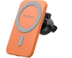 ExCorn MagSafe Autohouder/ lader Orange/Oranje - geschikt voor iPhone 15 – Draadloze oplader – Wireless Charging – Magnetisch – Auto/Car Holder