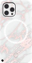 LuMee Duo case met front en back verlichting voor iPhone 12 Pro Max - White Marble