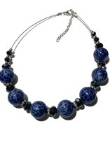 Petra's Sieradenwereld - Ketting blauw met ronde kralen (207)