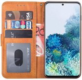 Samsung S20 Plus Hoesje - Samsung Galaxy S20 Plus hoesje bookcase met pasjeshouder bruin wallet portemonnee book case cover