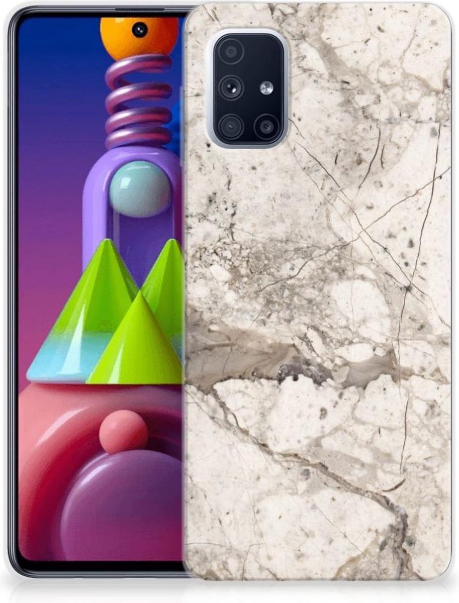 Samsung Galaxy M51 TPU Siliconen Hoesje Marmer Beige