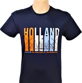 T-Shirt - Casual T-Shirt - Fun T-Shirt - Fun Tekst - Lifestyle T-Shirt - Outdoor Shirt - Skyline - Discover The Highlights Of The Netherlands - Navy - Maat L