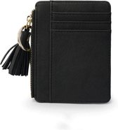Mini portefeuilles en cuir portefeuille porte-cartes avec fermeture éclair femme noir