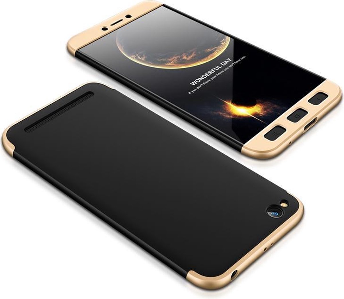 360 full body case Geschikt voor Xiaomi Redmi 5A - zwart / goud