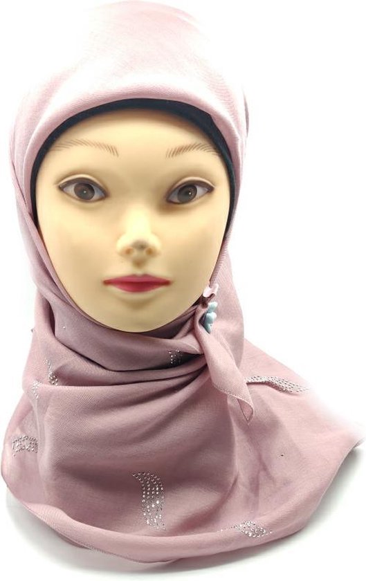 zelf uitzetten smaak Vierkante hoofddoek, Roze hijab. | bol.com