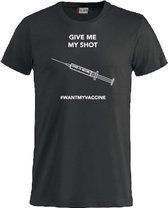 #wantmyvaccine T-shirt met opdruk Covid 19 vaccinatie keuze – ronde hals – zwart - unisex - 2XL