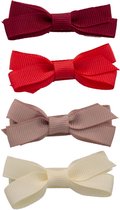 Setje haarspeldjes met strik winter | Roze, Rood, Paars | Baby, Meisje