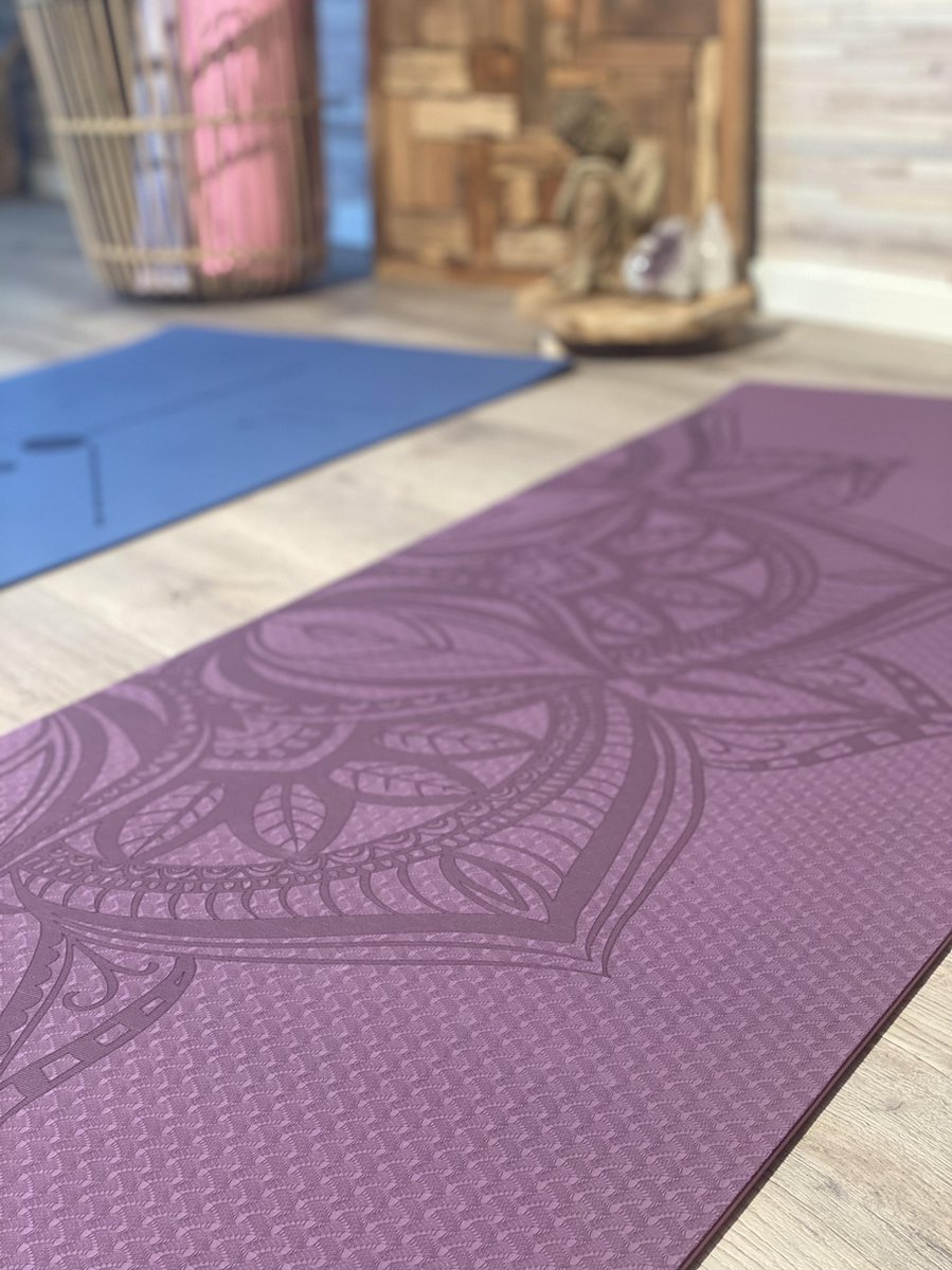 YoZenga Premium Mat Mandala Purple/Pink - Yoga Mat - Extra Dikke Antislip TPE Sportmat - Duurzaam & Lichtgewicht - Inclusief Draagriem thumbnail 4