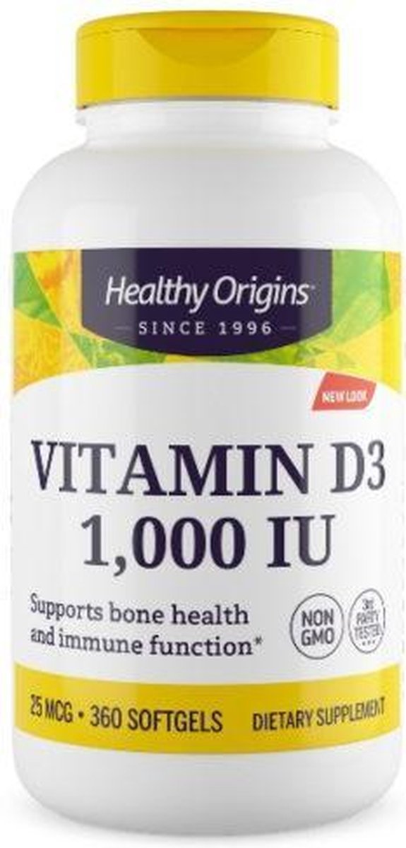 Vitamine D3 1000 IU (360 gelcapsules) - Healthy Origins