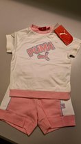 Puma set wit/roze maat 74 (6-9 maanden) shirt met broekje