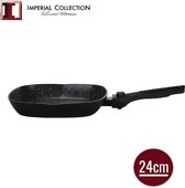Imperial Collection: Marmer Gecoate Grillpan met Marmercoating - ⌀ 24cm - Afneembaar Handvat - Pan zonder Deksel - Inductie Grillpan - PFOA / LOOD-vrij
