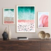 Poster Strand roze en blauw No3