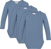 Link Kidswear - Jongens lange mouw romper van biologisch katoen - maat 74/80 - baby blauw - 3 stuks