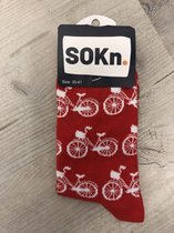 SOKn. trendy sokken "FIETS Rood" maat 35-41  (Ook leuk om kado te geven !)