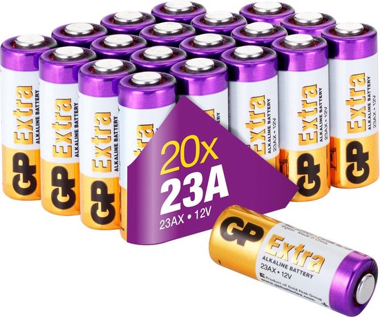 Piles alcalines GP Extra 23A 12V batterie MN21 V23GA - 20 pièces - temps de travail extra long