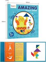Saalin Magnetibook - Magnetische Tangram - Uitgebreide thema's  - Kinderen Educatief Geometrische Puzzel Bouwsteen Draagbaar Speelgoed - Als een boek - Ideaal bordspel voor onderweg - Daag ve