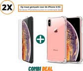 iphone xs anti shock hoes | iPhone XS A2097 siliconen case 2x | iPhone XS anti shock case transparant | 2x beschermhoes iphone xs apple | iPhone XS schokbestendige hoes + 2x iPhone