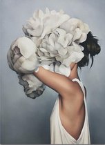Vrouw met witte bloemen - Schilderen op nummer - Paint by number - hobby - creatief - DIY