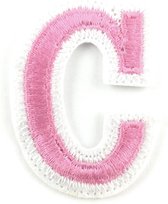 Alfabet Strijk Letter Embleem Patches Roze Wit Letter C / 3.5 cm / 4.5 cm