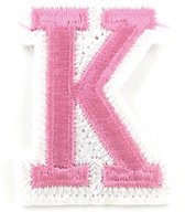 Alfabet Strijk Letter Embleem Patches Roze Wit Letter K / 3.5 cm / 4.5 cm