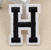 Alfabet Letters Strijk Embleem Patches Zwart Wit Letter H / 4 cm / 5 cm