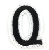 Alfabet Strijk Embleem Letter Patch Zwart Wit Letter Q / 3.5 cm / 4.5 cm