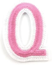 Alfabet Strijk Letter Embleem Patches Roze Wit Letter Q / 3.5 cm / 4.5 cm